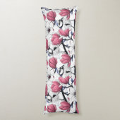 Coussins Longs Magnolia rose et métis bleu (Dos (Vertical))