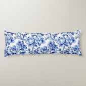 Coussins Longs Magnolias bleu et blanc Toile de Jouy (Dos)