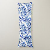 Coussins Longs Magnolias bleu et blanc Toile de Jouy (Devant (Vertical))