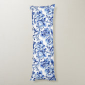 Coussins Longs Magnolias bleu et blanc Toile de Jouy (Dos (Vertical))