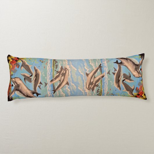 Coussins Longs Main Painted by Number | Dolphins | (Dos)