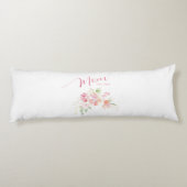 Coussins Longs Maman Etabli Rose Rose Aquarelle Florale Blanc (Dos)