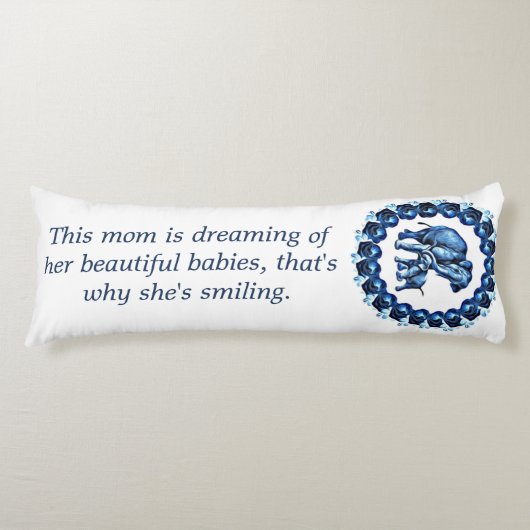 Coussins Longs Maman, moi et roses en bleu (Devant)