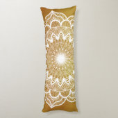 Coussins Longs Mandala blanc sur fond doré (Dos (Vertical))