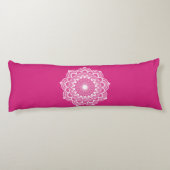Coussins Longs Mandala blanc sur fond rose (Dos)