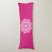 Coussins Longs Mandala blanc sur fond rose (Devant (Vertical))