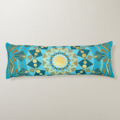 Coussins Longs Mandala bleu or sur fond bleu (Dos)