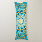 Coussins Longs Mandala bleu or sur fond bleu (Devant (Vertical))