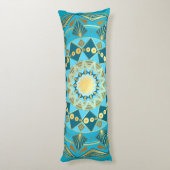Coussins Longs Mandala bleu or sur fond bleu (Dos (Vertical))