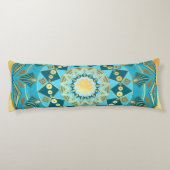 Coussins Longs Mandala bleu or sur fond or doux (Dos)