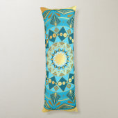 Coussins Longs Mandala bleu or sur fond or doux (Dos (Vertical))