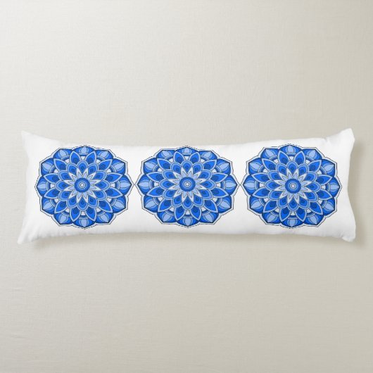 Coussins Longs Mandala en bleu (Devant)
