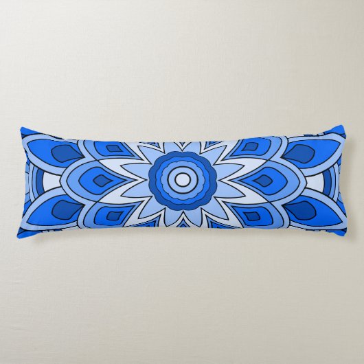 Coussins Longs Mandala en bleu (Devant)