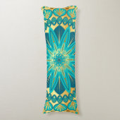 Coussins Longs Mandala Fleur Or Bleu (Devant (Vertical))