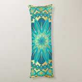 Coussins Longs Mandala Fleur Or Bleu (Dos (Vertical))