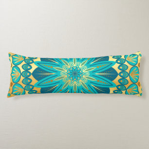 Coussins Longs Mandala Fleur Or Bleu