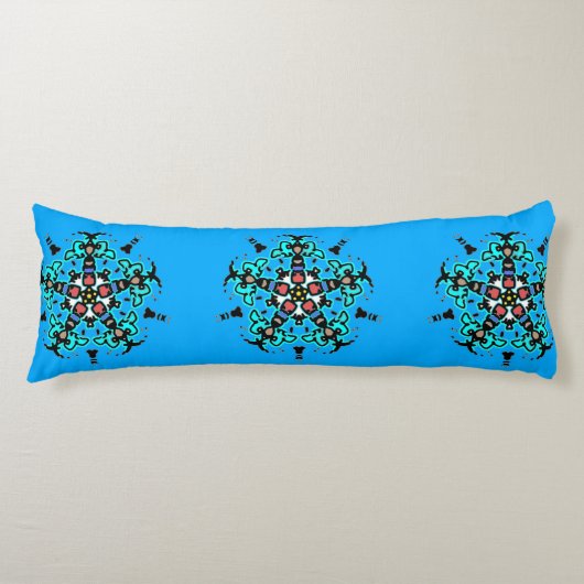 Coussins Longs Mandala Floral Azur Sans Couture (Devant)