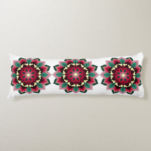 Coussins Longs Mandala Motif 02 en rose profond