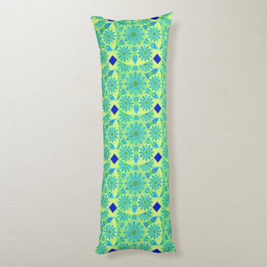 Coussins Longs Mandala motif, turquoise, bleu, vert citron (Dos (Vertical))