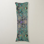 Coussins Longs Mandala noir pourpre d'or turquoise (devant Vertical)