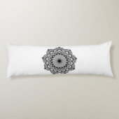 Coussins Longs Mandala noir sur fond blanc (Dos)