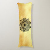 Coussins Longs Mandala noir sur fond or doux (Devant (Vertical))