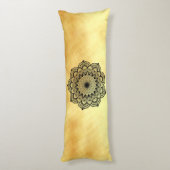 Coussins Longs Mandala noir sur fond or doux (Dos (Vertical))