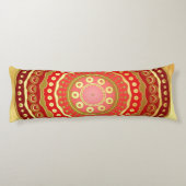 Coussins Longs Mandala Rouge Points Dorés sur Fond Doré Clair (Dos)