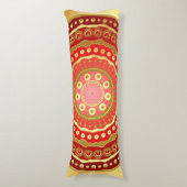 Coussins Longs Mandala Rouge Points Dorés sur Fond Doré Clair (Devant (Vertical))