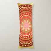 Coussins Longs Mandala Rouge Points Dorés sur Fond Doré Clair (Dos (Vertical))