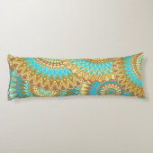 Coussins Longs Mandala superposé bleu marron or (Dos)