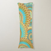 Coussins Longs Mandala superposé bleu marron or (Devant (Vertical))