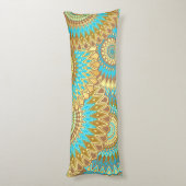 Coussins Longs Mandala superposé bleu marron or (Dos (Vertical))