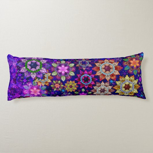 Coussins Longs Mandalas de explosion vibrants d'aquarelle (Dos)