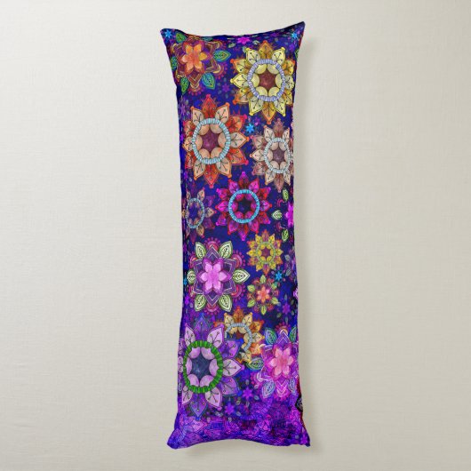 Coussins Longs Mandalas de explosion vibrants d'aquarelle (Dos (Vertical))