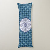 Coussins Longs Mandel Bleu & Blanc Avec Créatures Oreiller Corps (Dos (Vertical))