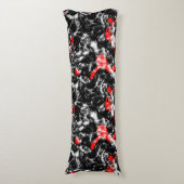 Coussins Longs Marbre Abstrait Rouge, Blanc et Noir (Devant (Vertical))