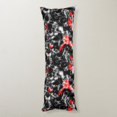 Coussins Longs Marbre Abstrait Rouge, Blanc et Noir (Dos (Vertical))