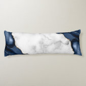 Coussins Longs Marbre blanc Agate Navy Blue dorée (Dos)