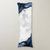 Coussins Longs Marbre blanc Agate Navy Blue dorée (Devant (Vertical))