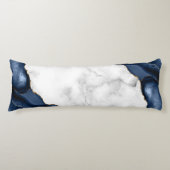 Coussins Longs Marbre blanc Agate Navy Blue dorée (Devant)