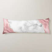 Coussins Longs Marbre blanc agate rose poudré doré (Devant)