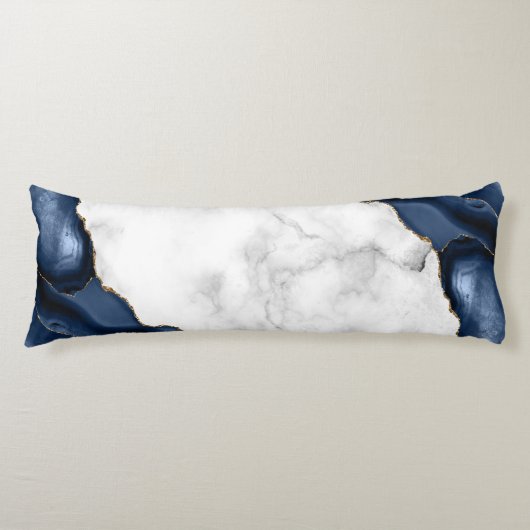 Coussins Longs Marbre blanc Gilded Marine Blue Agate (Devant)