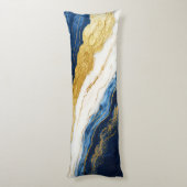 Coussins Longs Marbre bleu marine de luxe et feuille d'or (Dos (Vertical))