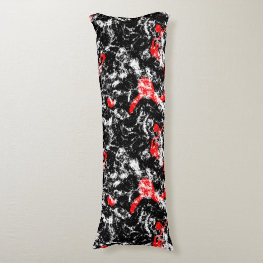 Coussins Longs Marbre rouge, blanc et noir Abstrait (Devant (Vertical))