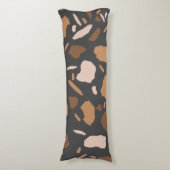 Coussins Longs Marbre Terrazzo Brun, Beige, Tan et Gris (Devant (Vertical))