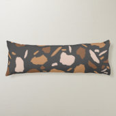 Coussins Longs Marbre Terrazzo Brun, Beige, Tan et Gris (Devant)