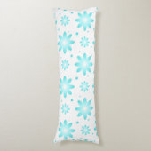 Coussins Longs Marguerite délicate blanche et turquoise, point mo (Devant (Vertical))