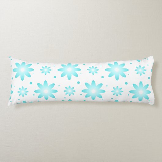Coussins Longs Marguerite délicate blanche et turquoise, point mo (Devant)