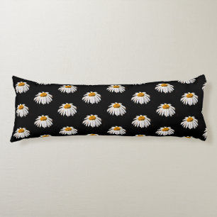 Coussins Longs Marguerites sur noir